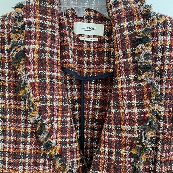 Isabel Marant Etoile Nicole Tweed Fringe Collar Blazer Jacket Double Breasted 6 - Picture 10 of 13